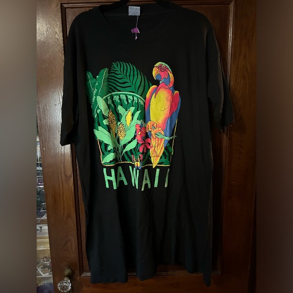 Vintage Hawaii T Shirt Poly Tees Single Stitch Tee 3XL USA Hawaiian 90s - Picture 2 of 6